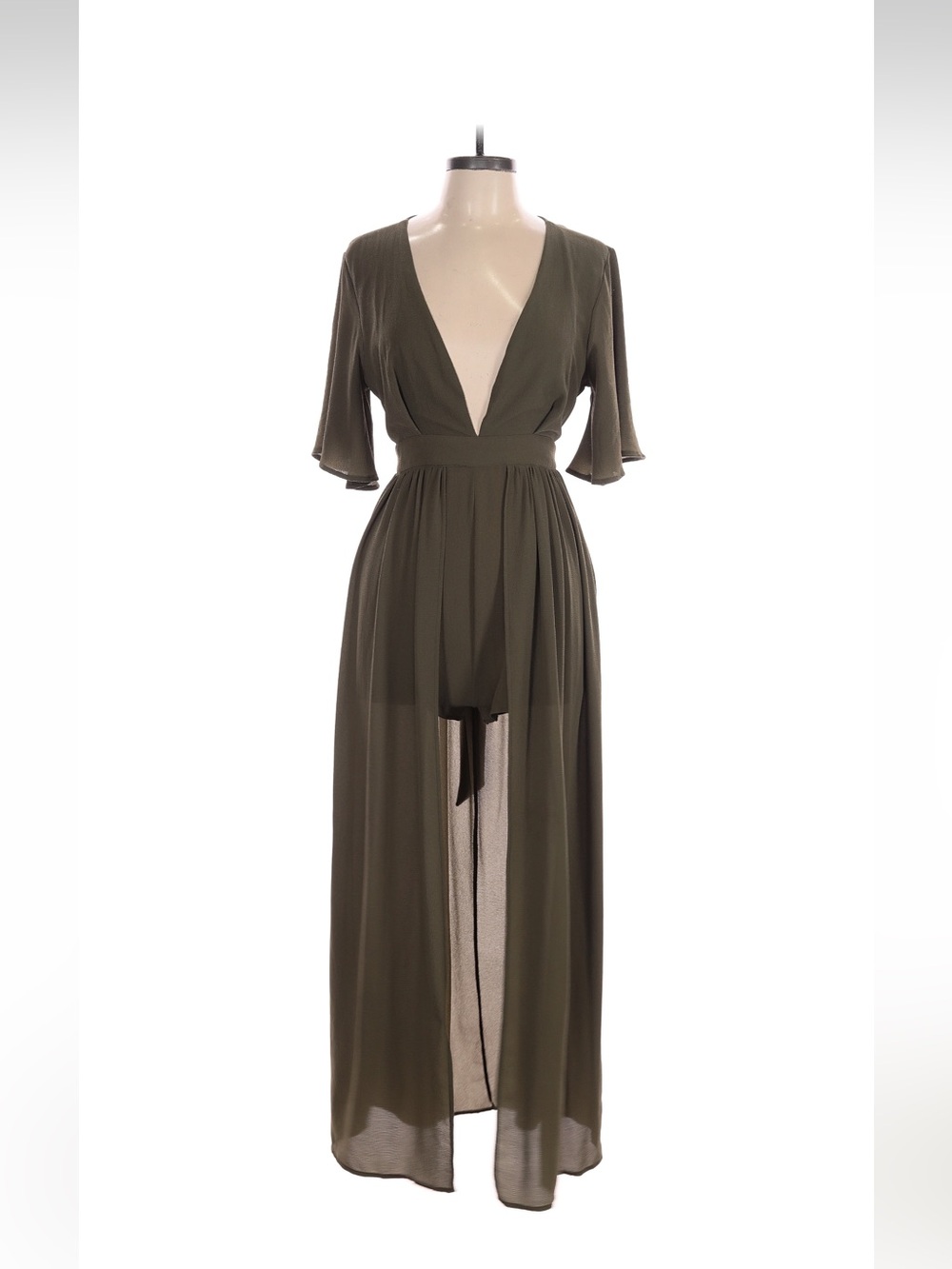 L’Atiste by Amy Olive Green Maxi Romper Jumpsuit Size L